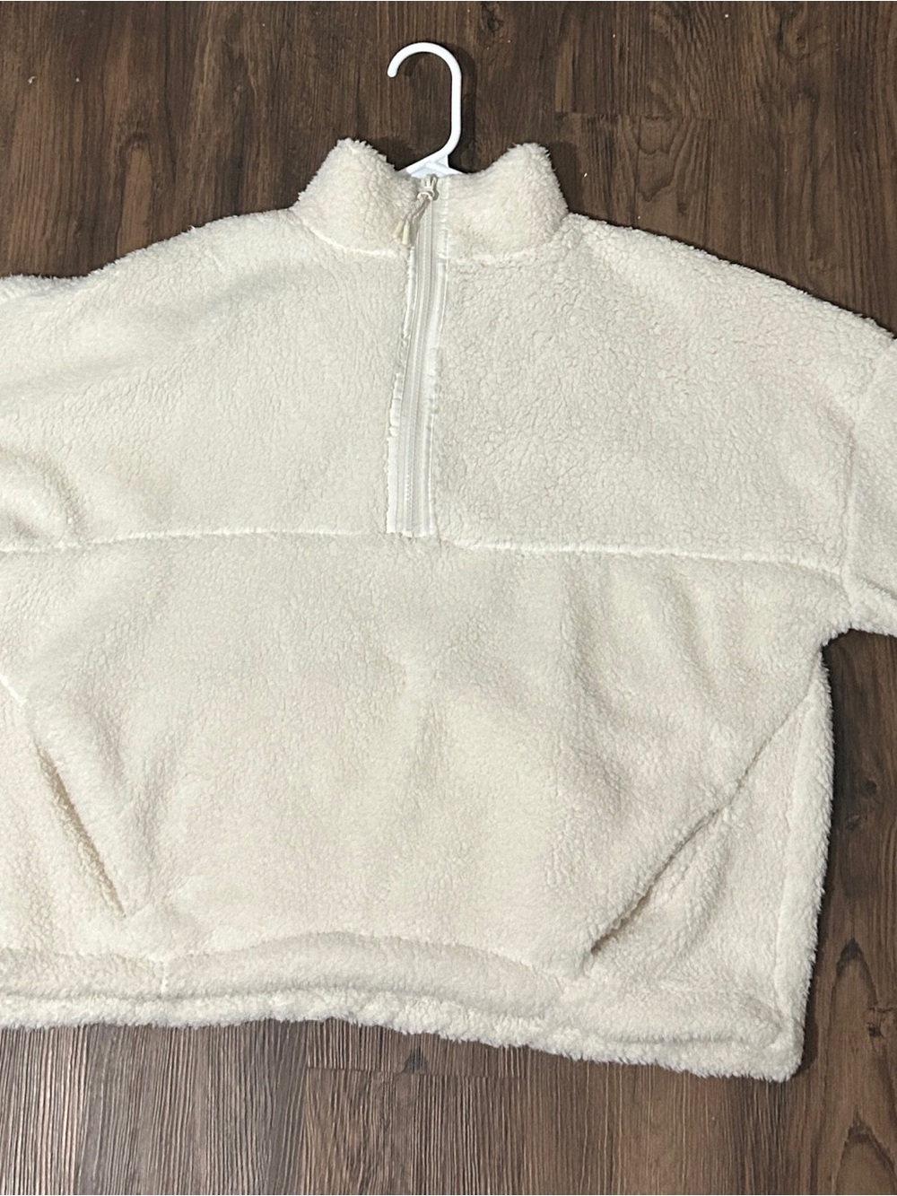 No Boundaries Cream Sherpa Quarter-Zip Pullover